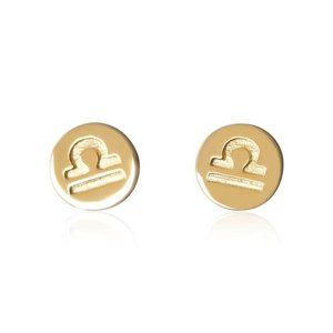Sterling Silver Gold Plated LIBRA Zodiac Earrings